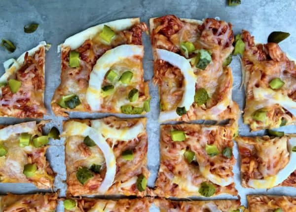 Barbecued Chicken Flatbread Bites - Juggling With Julia
