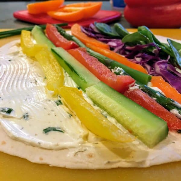 Rainbow Veggie Pinwheels -- Juggling with Julia