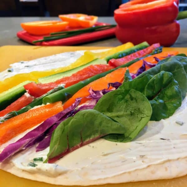 Rainbow Veggie Pinwheels -- Juggling with Julia