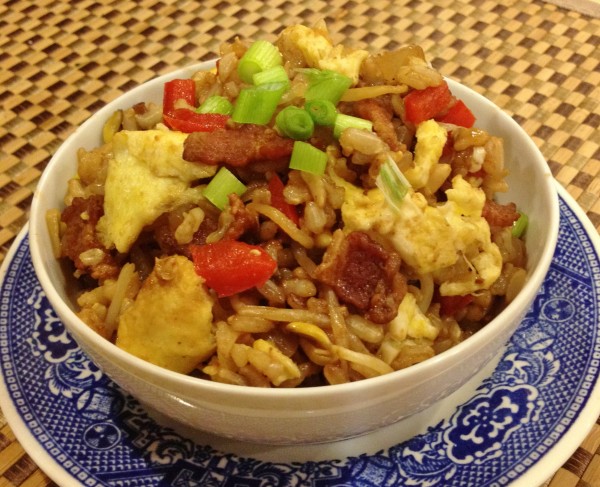 Bacon Fried Brown Rice and Vegetables -- Juggling With Julia