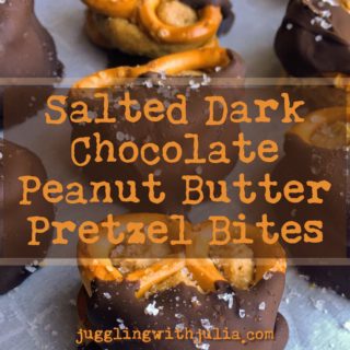 Salted Dark Chocolate Peanut Butter Pretzel Bites - juggling with julia