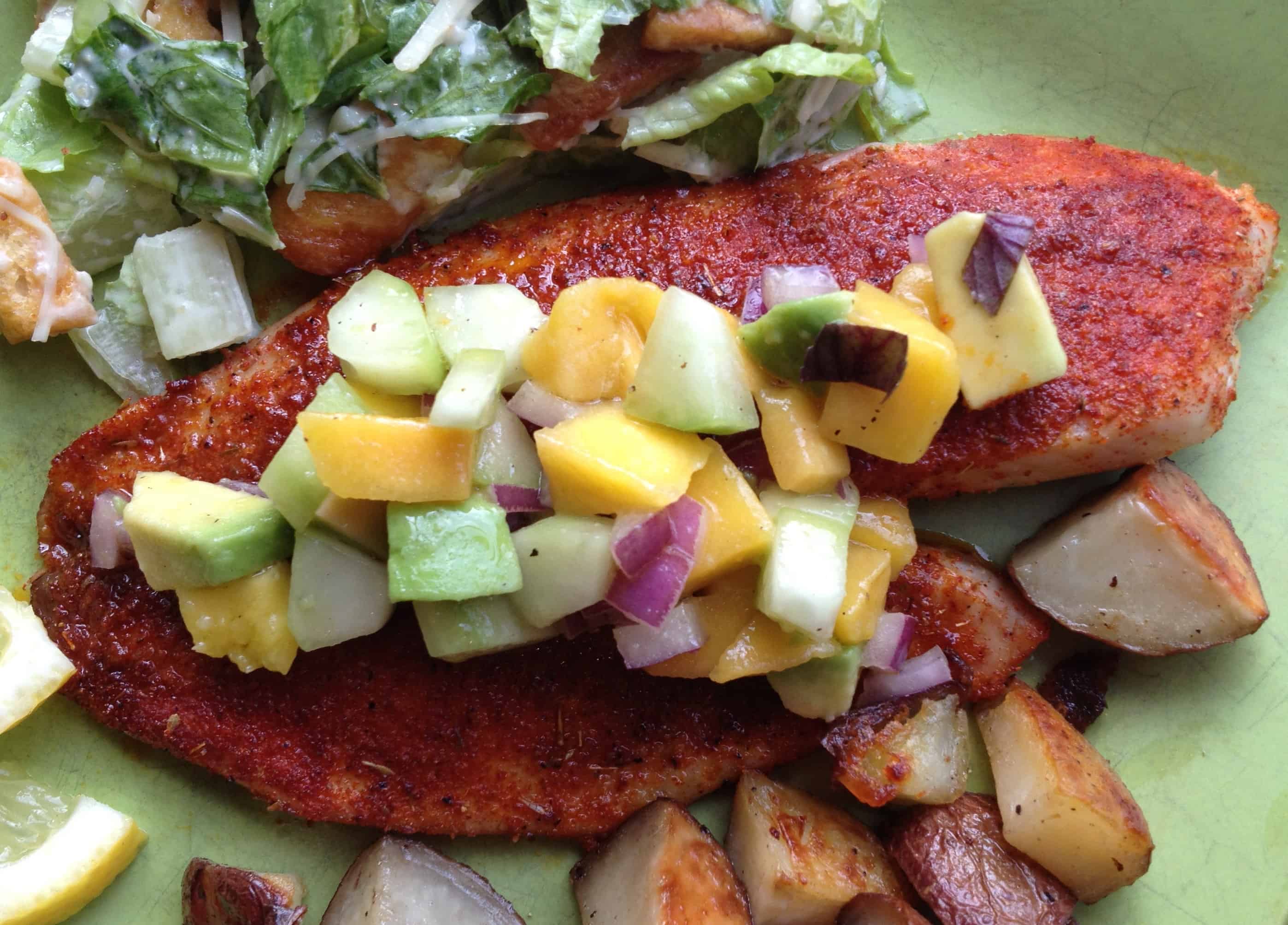 Smoky Spiced Tilapia with Mango Avocado Salsa - Juggling with Julia