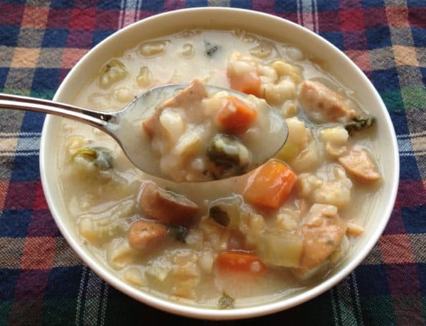 Chicken Sausage, Spinach, and Barley Soup -- Juggling With Julia