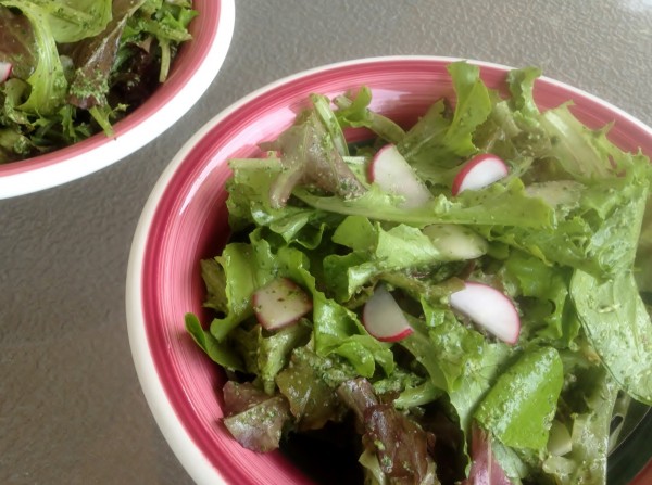 Salad Greens with Spinach Arugula Pesto -- Juggling with Julia