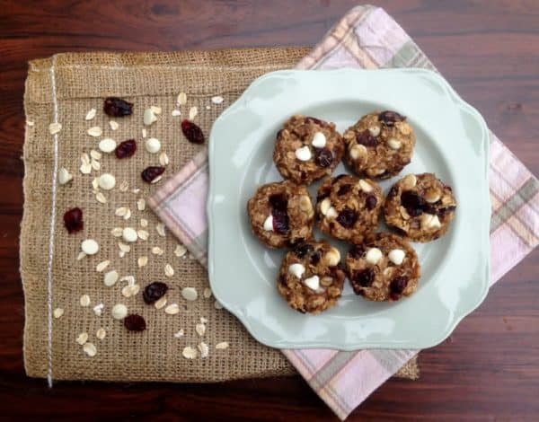 No Guilt Cranberry White Chocolate Cookie Bites -- Juggling With Julia