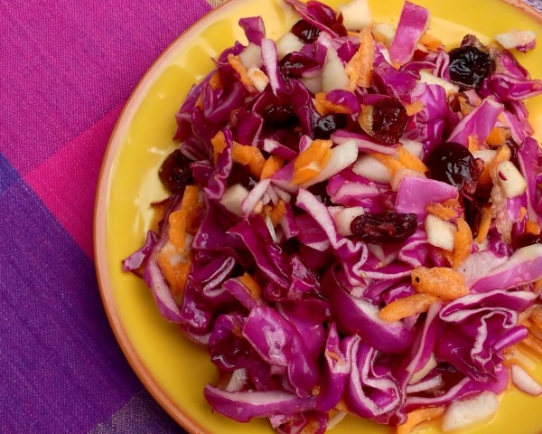 Purple Cabbage Cranberry Apple Slaw -- Juggling With Julia