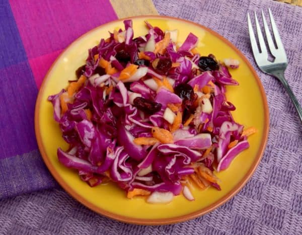 Purple Cabbage Cranberry Apple Slaw -- Juggling With Julia