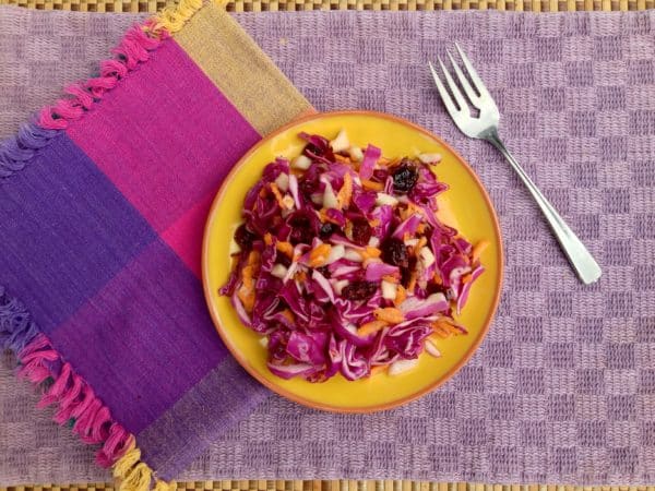 Purple Cabbage Cranberry Apple Slaw -- Juggling With Julia