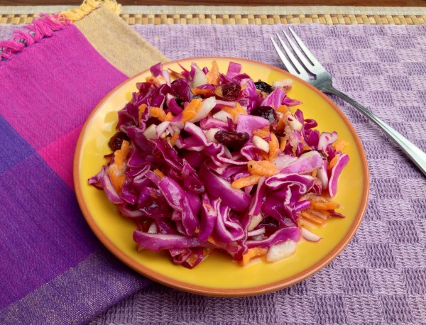 Purple Cabbage Cranberry Apple Slaw -- Juggling With Julia