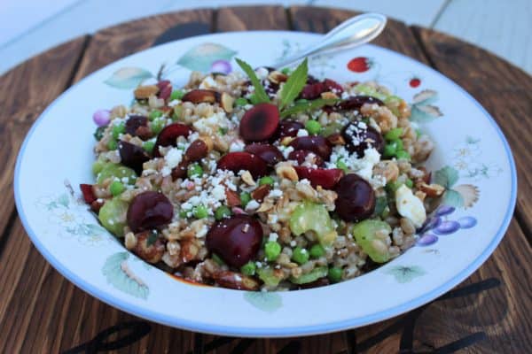 Cherry and Feta Farro Salad - juggling with julia