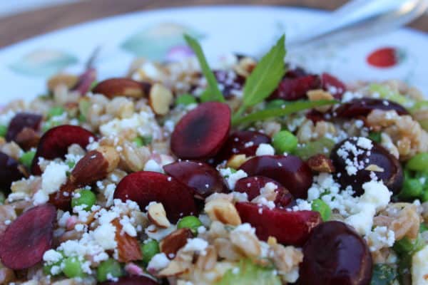 Cherry and Feta Farro Salad - juggling with julia