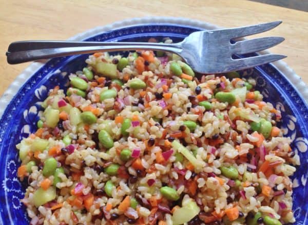 Brown Rice and Edamame Salad with Lime Vinaigrette -- Juggling With Julia