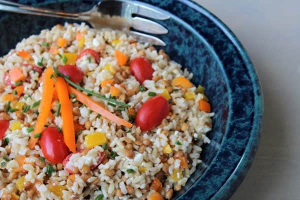 Simple Lentil Rice Salad - juggling with julia