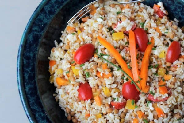 Simple Lentil Rice Salad - juggling with julia