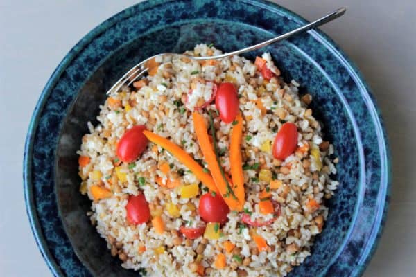 Simple Lentil Rice Salad - juggling with julia