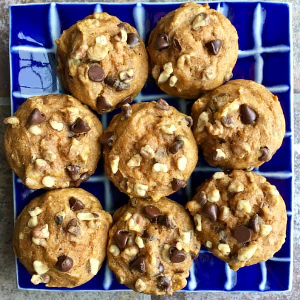 Dark Chocolate Pumpkin Muffins with Walnuts - Juggling with Julia