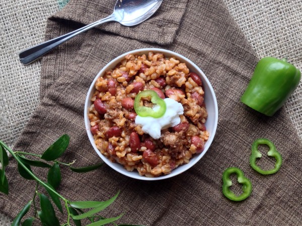 Spanish Brown Rice and Beans with Sausage - Juggling With Julia