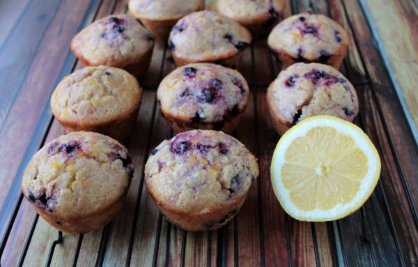 Lemon Blueberry Muffins on cooling rack 