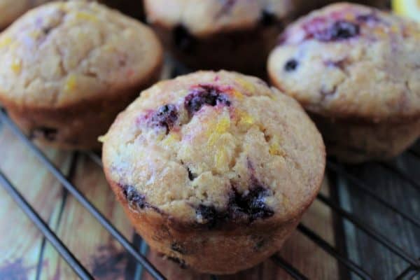 Close up of Lemon Blueberry Muffins 