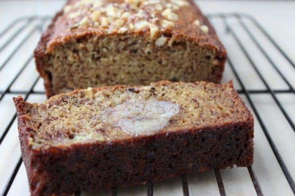 walnut banana bread with butter