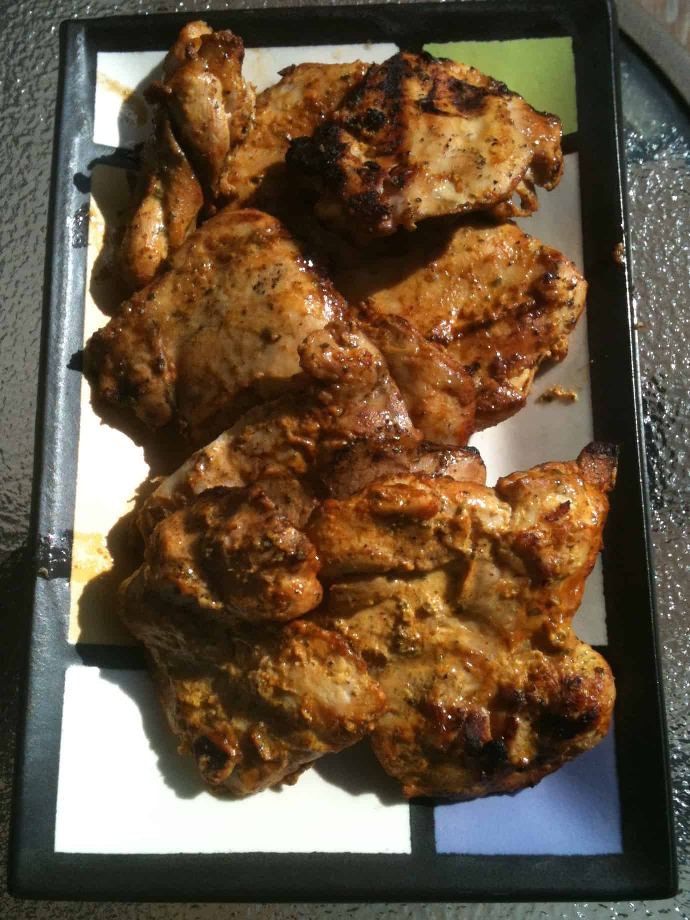yogurt marinated Indian chicken - grilled and on platter