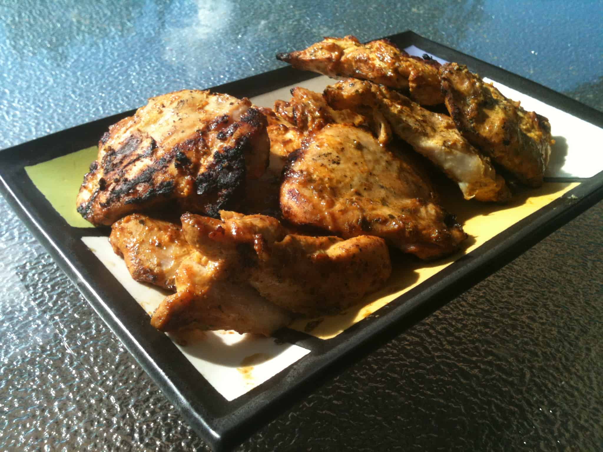 yogurt marinated Indian chicken on platter