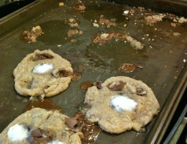 Very sticky cookies that made a mess on the baking pan