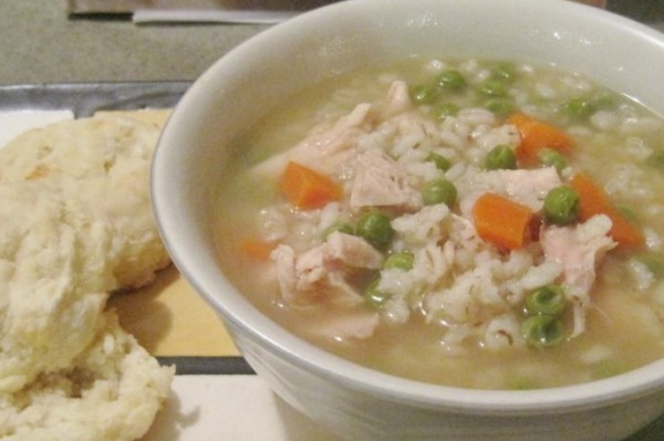 Chicken and Barley Soup with Cheddar Buttermilk Biscuits - Juggling With Julia
