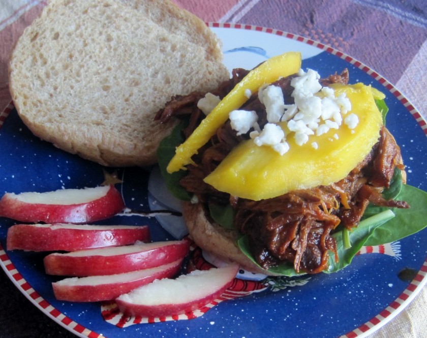 BBQ Pulled Pork with Mango and Feta