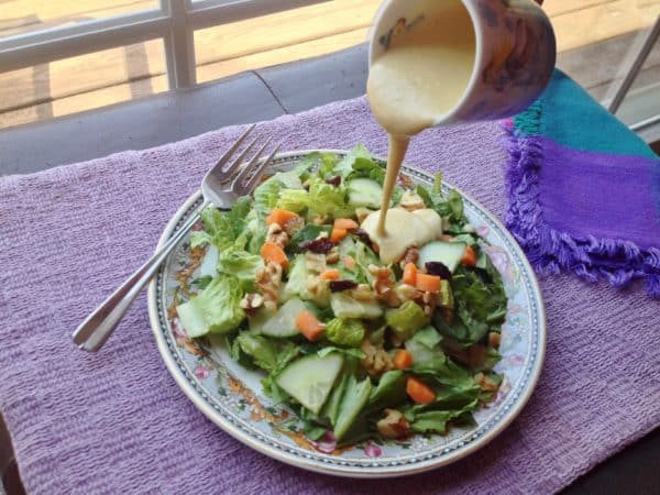 Lemony Hummus Dressing on Chopped Salad -- Juggling With Julia